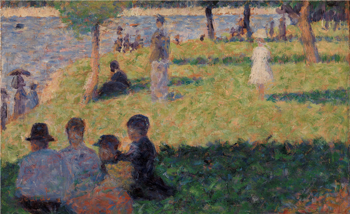 研究《大碗岛的星期日下午》乔治·修拉(Georges Seurat)高清作品-Group of Figures (Study for Un dimanche à la Grande Jatte )
