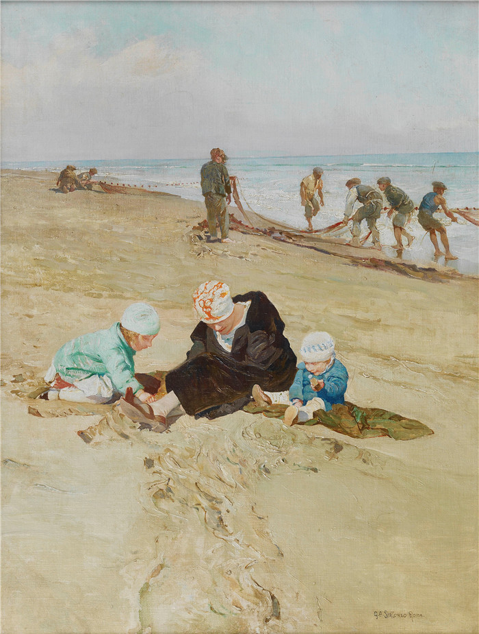 《冬日的太阳》朱利奥·阿里斯蒂德·萨尔托里奥(Giulio Aristide Sartorio)的绘画-Winter sun (c.1926)