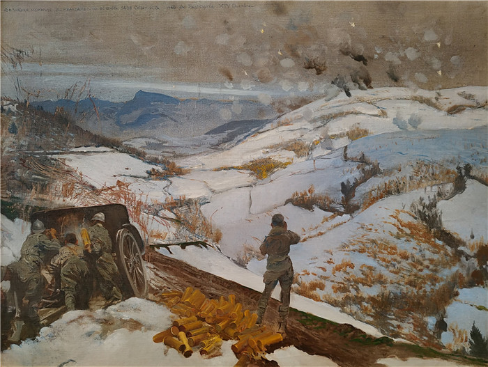 《高空轰炸》朱利奥·阿里斯蒂德·萨尔托里奥(Giulio Aristide Sartorio)的绘画-Altitude Bombardment (1917)