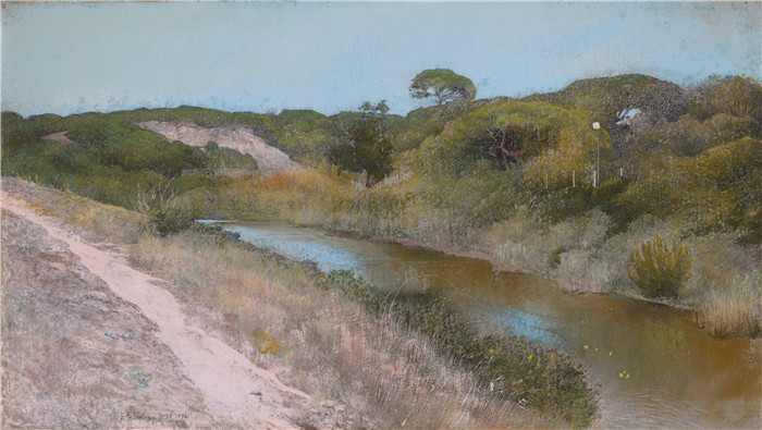 《庞廷沼泽》朱利奥·阿里斯蒂德·萨尔托里奥(Giulio Aristide Sartorio)的绘画-Pontine Marshes (1894), by Giulio Aristide Sartor