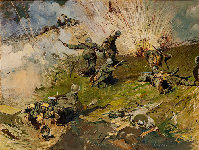 《蒙特洛山上》朱利奥·阿里斯蒂德·萨尔托里奥(Giulio Aristide Sartorio)的绘画-On the hill of Montello (1918)