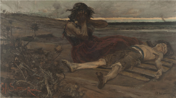 《疟疾》朱利奥·阿里斯蒂德·萨尔托里奥(Giulio Aristide Sartorio)的绘画-Malaria