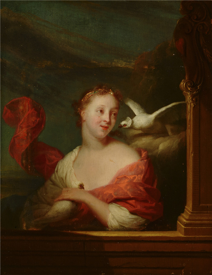《年轻女子与鸽子》戈弗里德·沙尔肯(Godefridus Schalcken)画作-Young Woman with Pigeons Mauritshuis 162