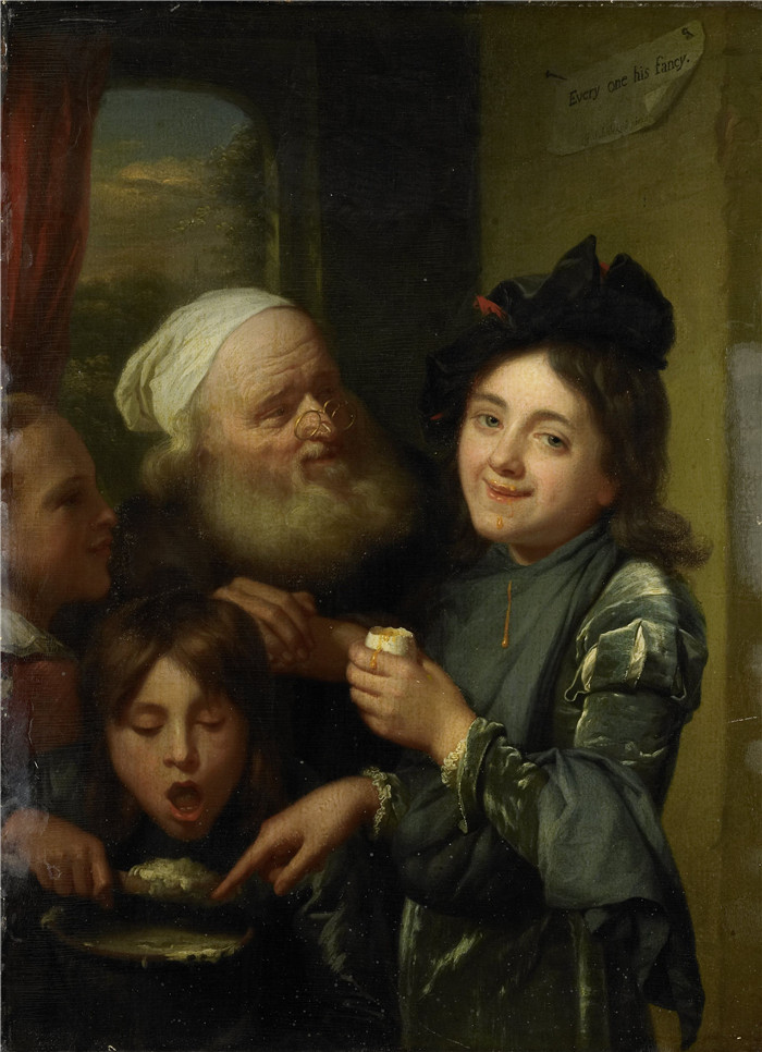 戈弗里德·沙尔肯(Godefridus Schalcken)画作-麋鹿'Elk zijn meug'