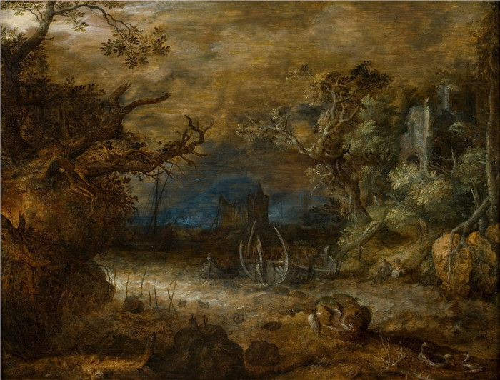 《风暴天气下的海岸景观》罗兰德·萨弗里（Roelant Savery）画作-Kustlandschap in stormachtig weer