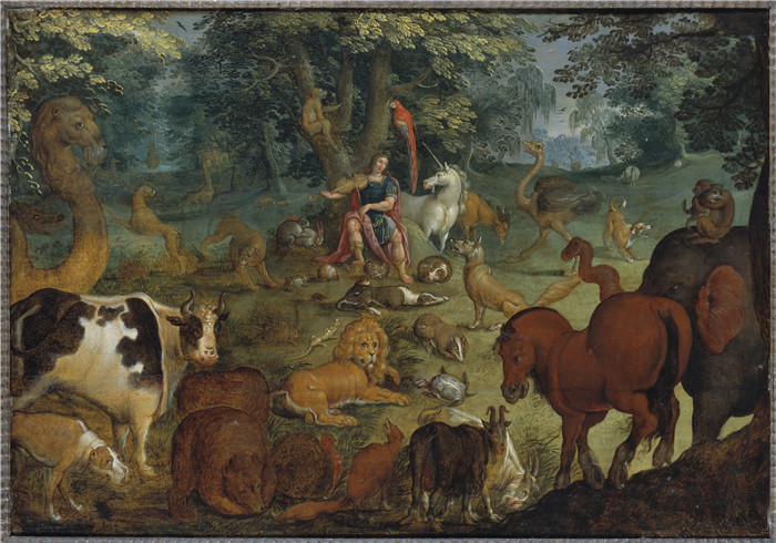 《奥菲斯与野兽》罗兰德·萨弗里(Roelant Savery)画作-Orpheus Charming the Beasts - Nationalmuseum