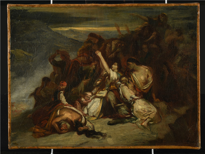 《阿尔及利亚苏莱特妇女 油画》阿里·谢弗(Ary Scheffer)画作-Les Femmes souliotes Huile sur toile