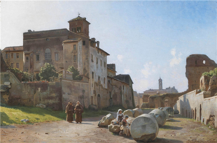 《尼尔斯·弗雷德里克·施约特·延森罗马论坛》延森（Niels Frederik Schiøttz-Jensen）画作-Niels Frederik Schiøttz Jensen Forum Roma