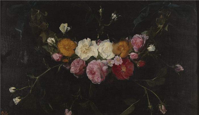 《玫瑰加兰》丹尼尔·塞格尔斯（Daniël Seghers）的绘画-Garland of Roses