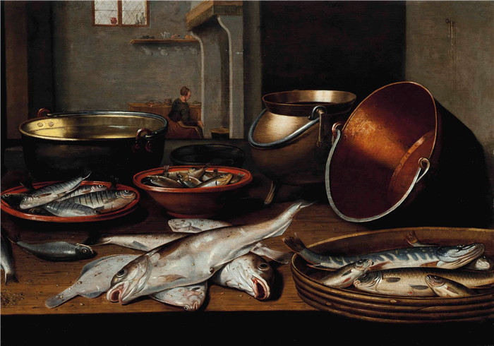 弗洛里斯·范·斯库滕(Floris van Schooten)的画作-鱼静物Fish still life