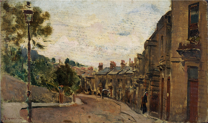 《巴斯伯克利广场》特莱马科·西尼奥里尼(Telemaco Signorini)的油画-Bath Berkeley Place