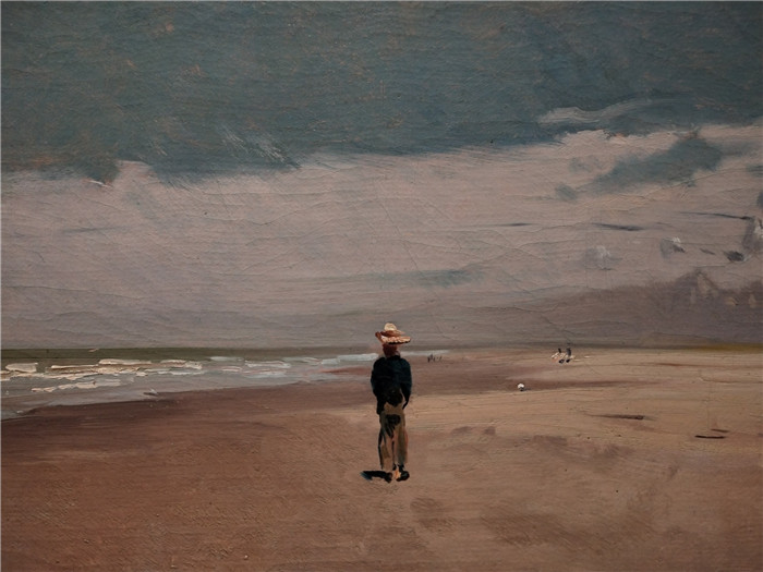 《维亚雷焦海景(约1865年)》特莱马科·西尼奥里尼(Telemaco Signorini)的油画-Seascape at Viareggio (c.1865),