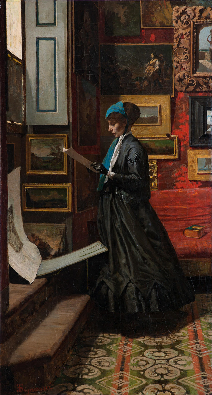 《等待》特莱马科·西尼奥里尼(Telemaco Signorini)的油画-Waiting (1866-67),
