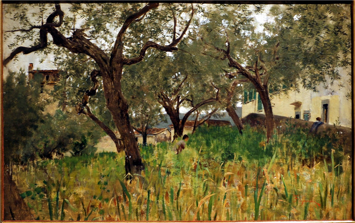 《塞蒂尼亚诺的暴雨警报》特莱马科·西尼奥里尼(Telemaco Signorini)的油画-l'erta del bao a settignano