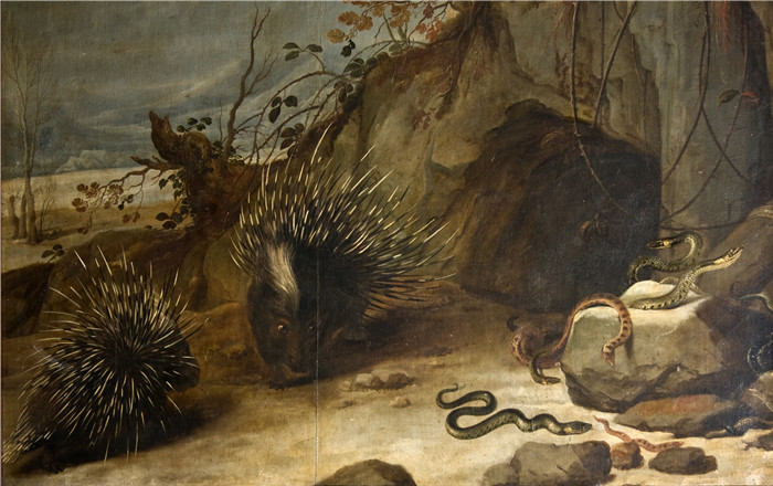 《豪猪和蝰蛇》弗兰斯·斯奈德斯（Frans Snyders）油画-Porcupines and vipers