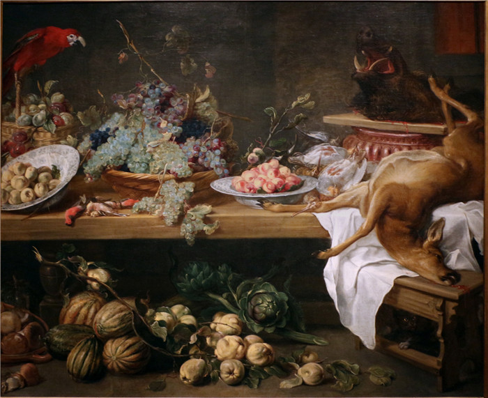 《静物画，包含水果、蔬菜和猎物》弗兰斯·斯奈德斯（Frans Snyders）油画-natura morta con frutta