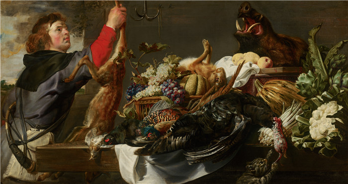 《猎人静物画》弗兰斯·斯奈德斯（Frans Snyders）油画- Still Life with Huntsman