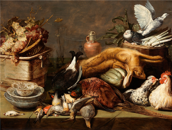 《一幅静物画，画中有死鸟和一只野兔》弗兰斯·斯奈德斯（Frans Snyders）油画-A Still Life with Dead Birds and a Hare