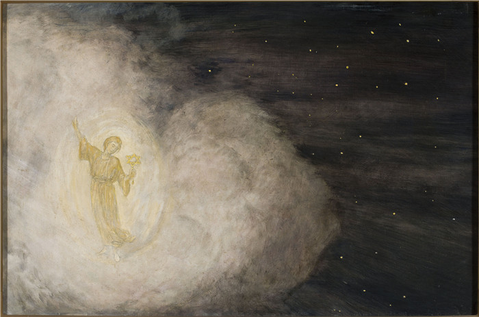 《伯利恒之星天使》汉斯·托马(Hans Thoma)作品-Angel with the star of Bethlehem