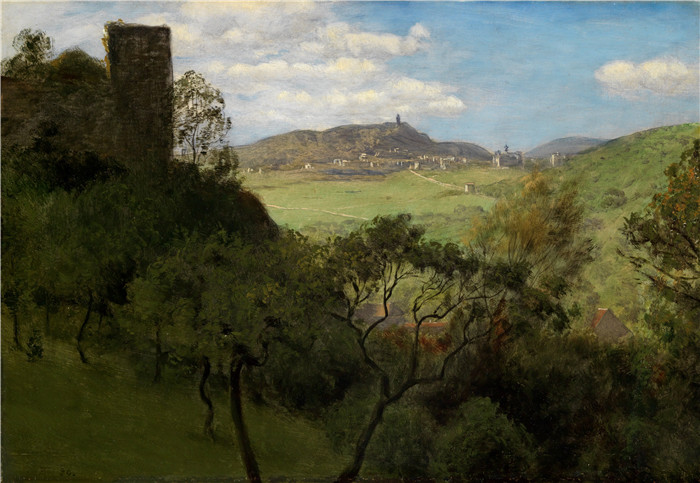 《布雷特峰北壁远景》汉斯·托马(Hans Thoma)作品-Blick auf Falkenstein im Taunus