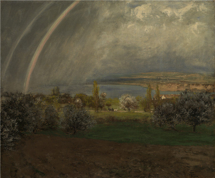 《厄尔马廷根风景》汉斯·托马(Hans Thoma)作品-Landschaft bei Ermatingen