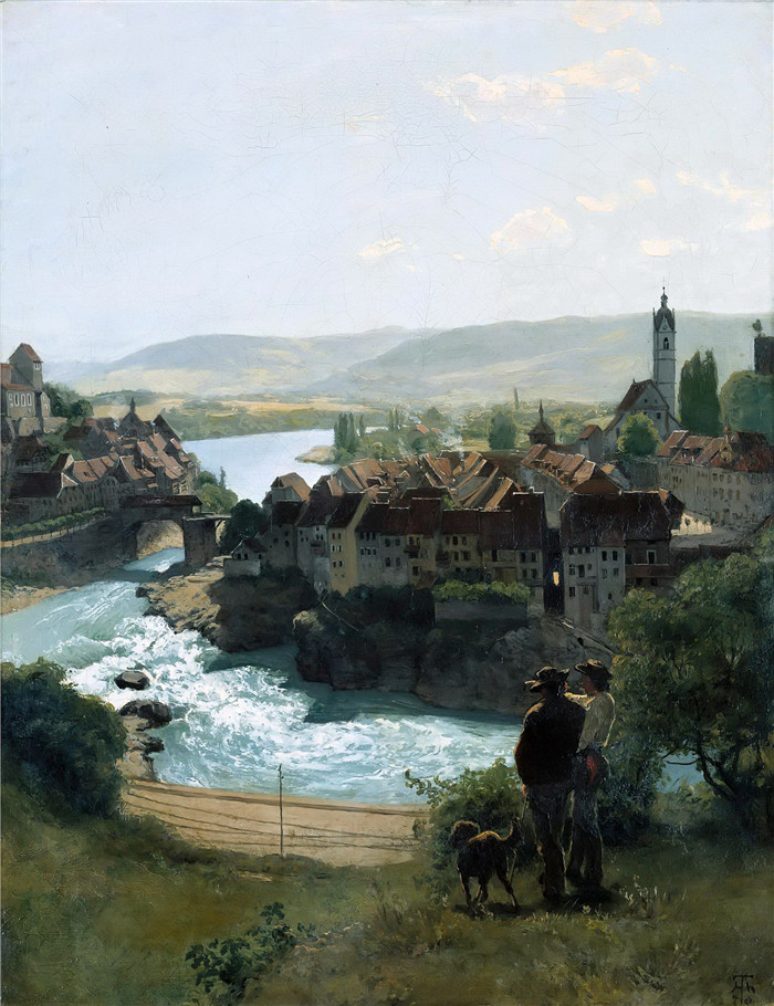 《劳芬堡的莱茵河》汉斯·托马(Hans Thoma)作品-Der Rhein bei Laufenburg