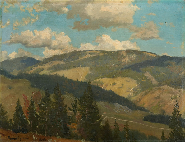 《来自贝尔瑙周边的研究》汉斯·托马(Hans Thoma)作品-Studie aus der Umgebung von Bernau (1866)