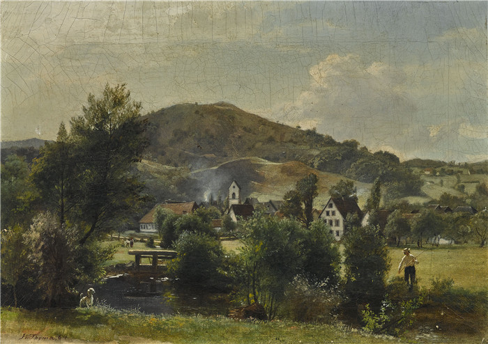 《施诺伊瑙于韦森塔尔》汉斯·托马(Hans Thoma)作品-Schönau im Wiesental (1864)