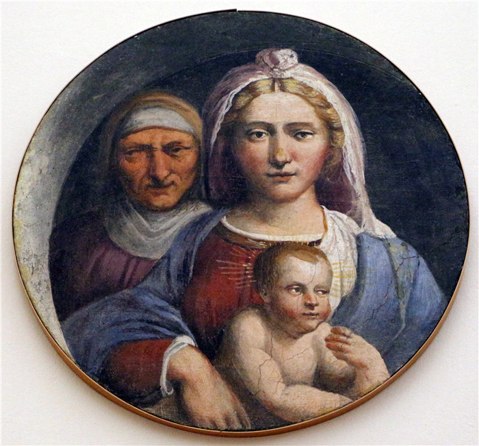 《圣母与圣子及圣阿纳》本韦努托·提西(Benvenuto Tisi)作品-madonna col bambino e sant'anna