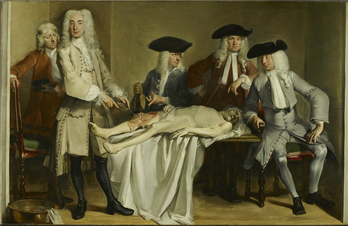 《威廉·罗尔博士的解剖学讲座》科内利斯·特罗斯特(Cornelis Troost)的画作-Anatomische les van Dr. Willem Röell