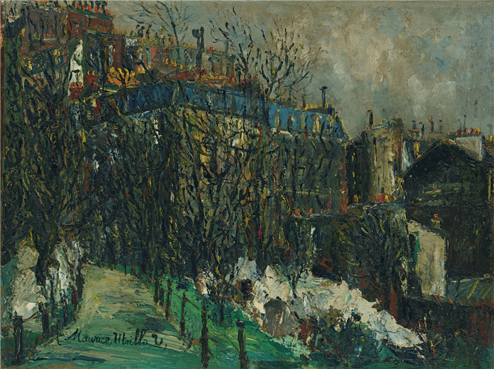 莫里斯·乌特里略(Maurice Utrillo)的绘画-蒙马特Montmartre, 1909