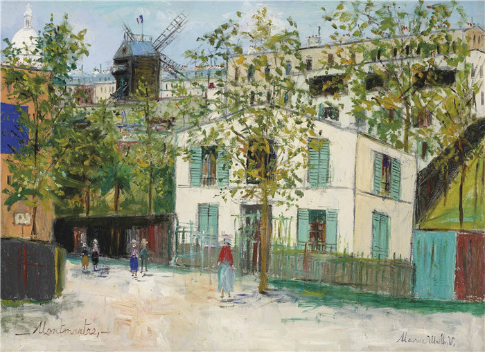 《蒙马特的马奎斯 1935年》莫里斯·乌特里略(Maurice Utrillo)的绘画-Le Maquis de Montmartre, 1935
