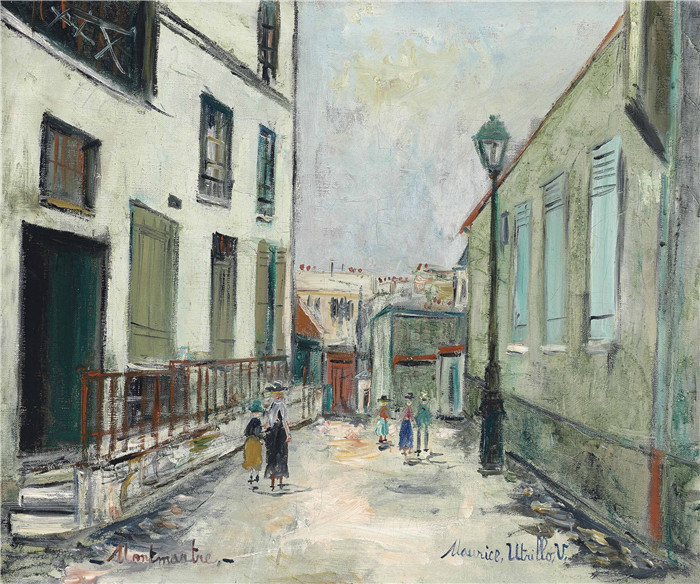 《蒙马特的死胡同》莫里斯·乌特里略(Maurice Utrillo)的绘画-The Dead End at Montmartre, 1940