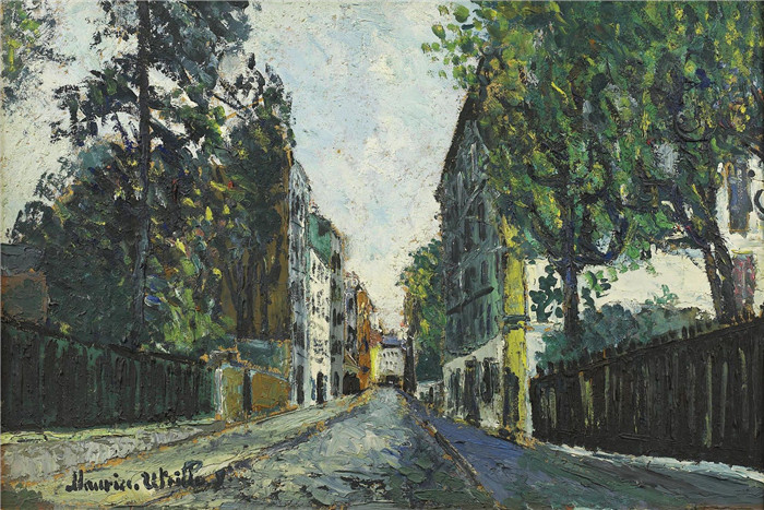《桑努瓦街 1910年》莫里斯·乌特里略(Maurice Utrillo)的绘画-Street at Sannois, 1910