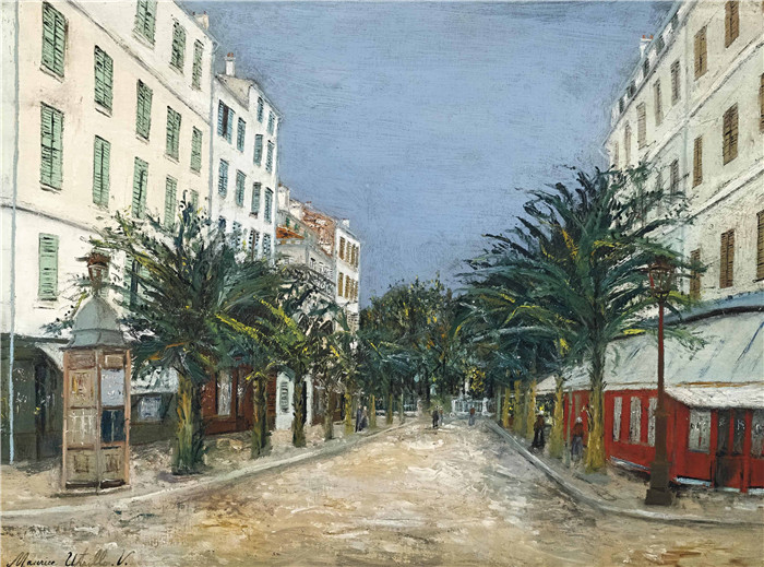 《耶尔街》莫里斯·乌特里略(Maurice Utrillo)的绘画-Street at Hyeres, 1912