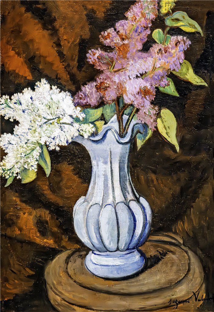 《花瓶》苏珊娜·瓦拉东(Suzanne Valadon)的画作-Vase de fleurs (1934)