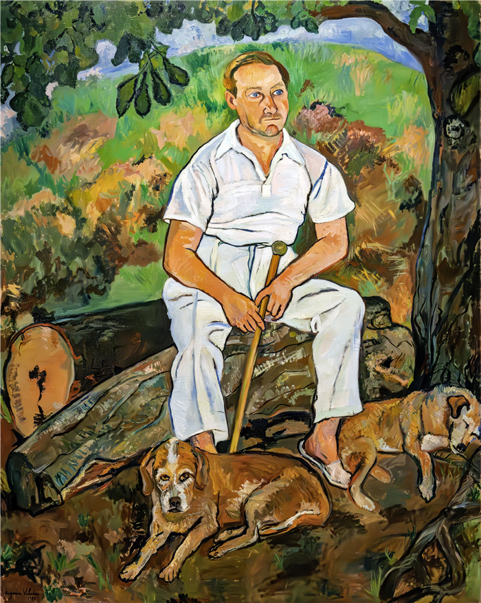 《安德烈·厄特和他的狗》苏珊娜·瓦拉东(Suzanne Valadon)的画作-André Utter et ses chiens