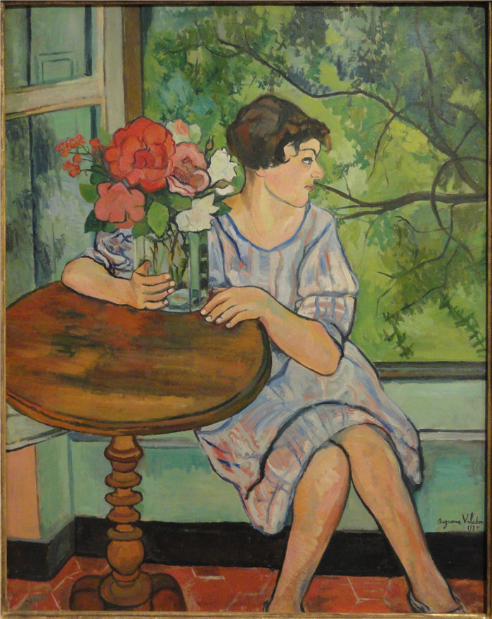 《窗前的少女》苏珊娜·瓦拉东(Suzanne Valadon)的画作-Young Girl in Front of a Window, 1930