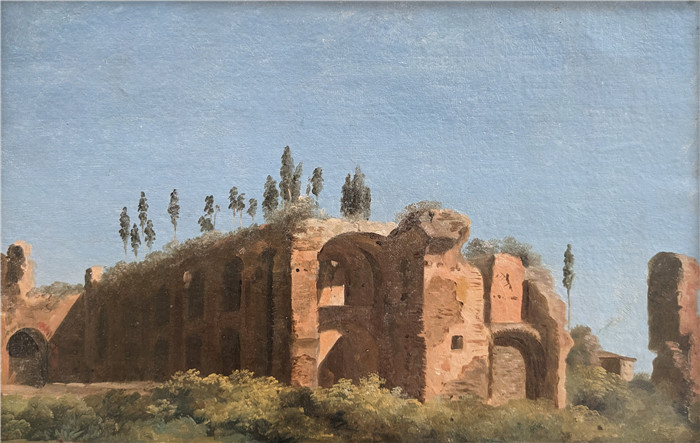 《在法尔内塞别墅,废墟》皮埃尔-亨利·德·瓦朗谢讷(Pierre-Henri de Valenciennes)画作-À la Villa Farnèse, les ruines