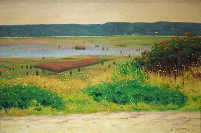 《旺弗勒尔海岸》费利克斯·瓦洛顿(Félix Vallotton)的绘画-Vallotton Felix Meeresküste bei Honfleur