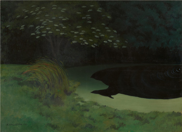 《拉梅(昂弗勒尔)》费利克斯·瓦洛顿(Félix Vallotton)的绘画-La mare (Honfleur), 1909, G 1995.33