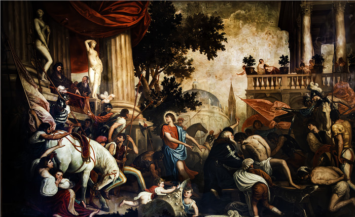 《拯救了两名无辜的罪犯》亚历山德罗·瓦罗塔里(Alessandro Varotari)画作-S.Liberale di Altino salva due condannati innocenti