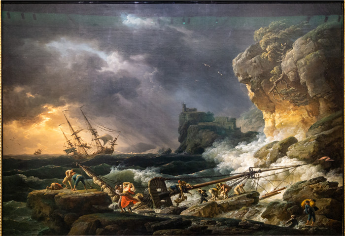  暴风雨中的船 Horror und Delight Vernet Shipwreck in a Thunderstorm