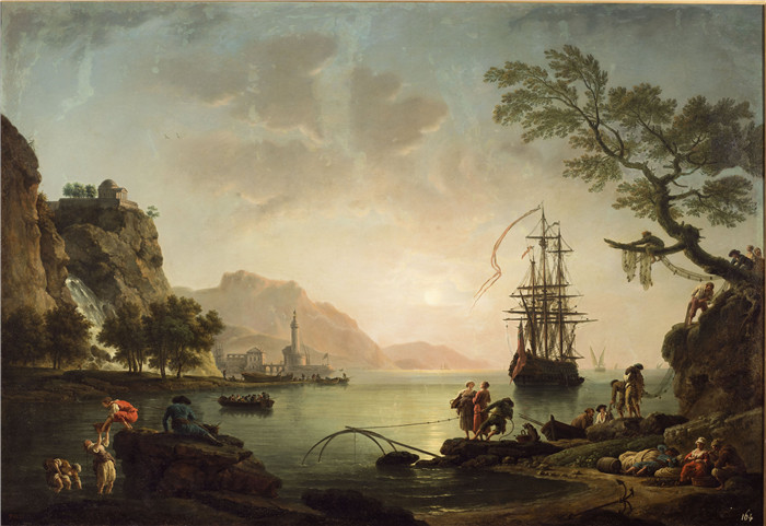 黎明时分的港口景色（早晨）View of the port at dawn (Morning)