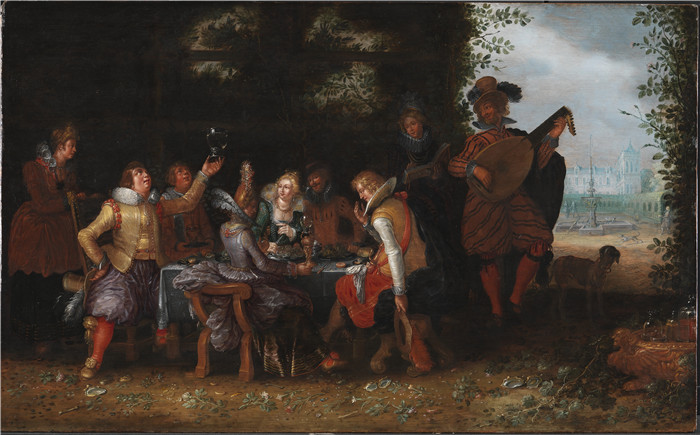 大卫·文克布恩斯（David Vinckboons）作品-Selskab i en park Den fortabte Søn hos skøgerne 