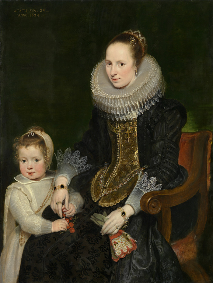 科内利斯·德·沃斯（Cornelis de Vos）的绘画-母亲与孩子Mother and child