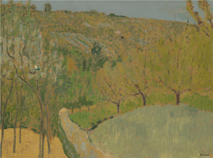《山坡上的树木》爱德华·维亚尔(Édouard Vuillard)作品- les arbres sur le coteau