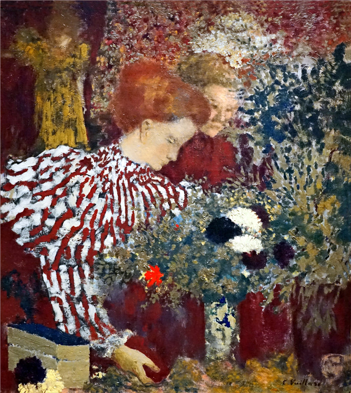 《条纹衬裙》爱德华·维亚尔(Édouard Vuillard)作品-Le Corsage rayé d'Édouard Vuillard