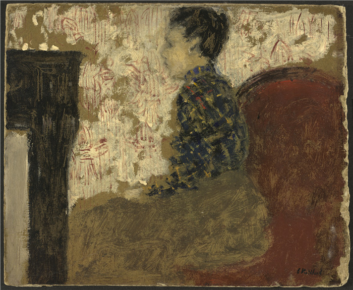 《炉边坐着的女人》爱德华·维亚尔(Édouard Vuillard)作品-Woman Sitting by the Fireside, c. 1894