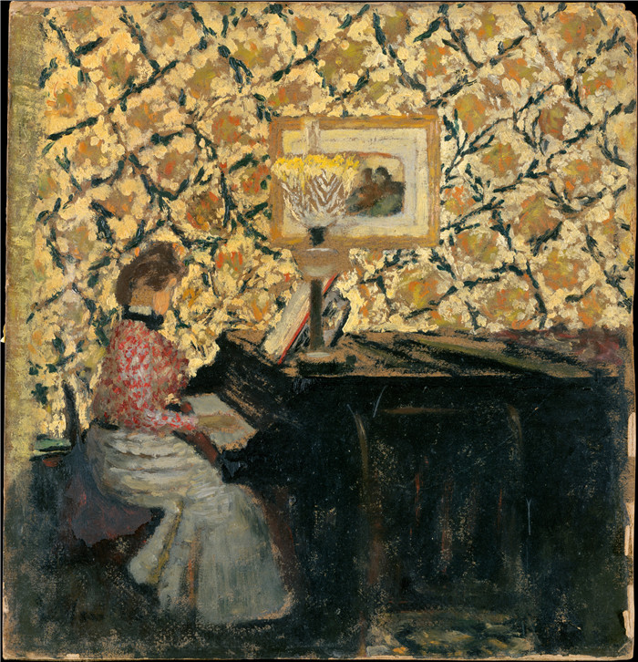 《米莎钢琴演奏》爱德华·维亚尔(Édouard Vuillard)作品-Misia at the Piano